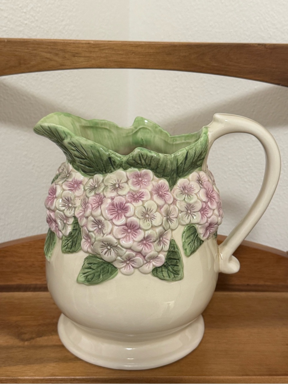 Vintage Ceramic Hydrangea Pitcher